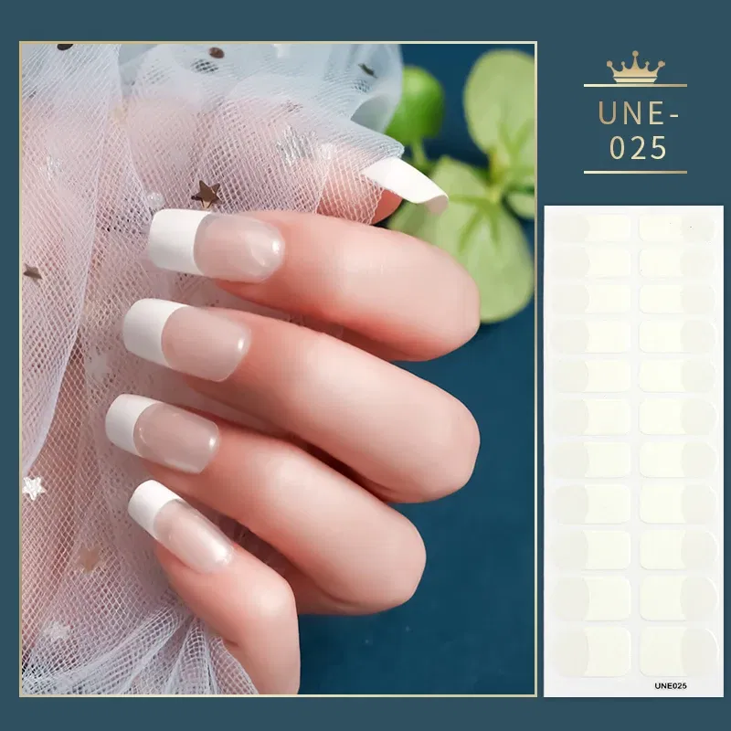 Color: Blue - 22 Tips Blue and White Shiny Speckles Nail Art Sticker Full Cover Nail Stickers Last Update Nail Wraps Lot Sticker for Nails