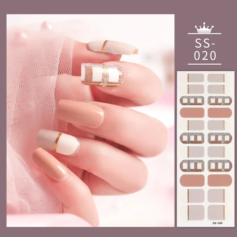 Color: Blue - 22 Tips Blue and White Shiny Speckles Nail Art Sticker Full Cover Nail Stickers Last Update Nail Wraps Lot Sticker for Nails