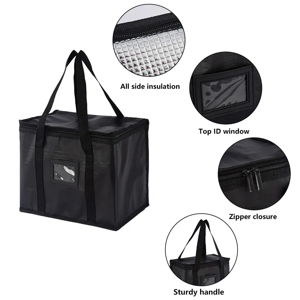 Color: Beige - Insulated Thermal Cooler Bag Drink Storage Large Chilled Bags Cool Lunch Foods Lunch Box Zip Picnic Tin Foil Food panier repas