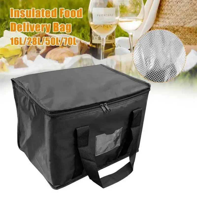 Color: Beige - Insulated Thermal Cooler Bag Drink Storage Large Chilled Bags Cool Lunch Foods Lunch Box Zip Picnic Tin Foil Food panier repas