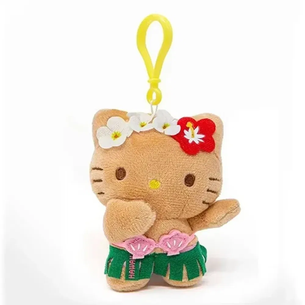 Color: Pinkish Grey - Hot Kawaii Plush Keychain Pendant Cartoon Mofusand Shark Cat Cross-Dressing Hello Kitty Kuromi Doll Stuff Backpack Decor Toys