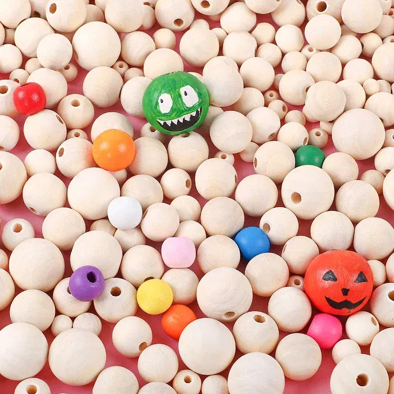 Color: PINE, Wood Diameter: 12-13cm - 2-500Pcs Natural Wooden Beads with Holes 4-30mm Round Spacer Wooden Bead Ball Loose Wood Bead Charm for DIY Handmade Accessories