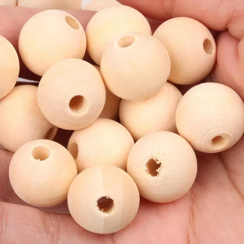 Color: PINE, Wood Diameter: 12-13cm - 2-500Pcs Natural Wooden Beads with Holes 4-30mm Round Spacer Wooden Bead Ball Loose Wood Bead Charm for DIY Handmade Accessories