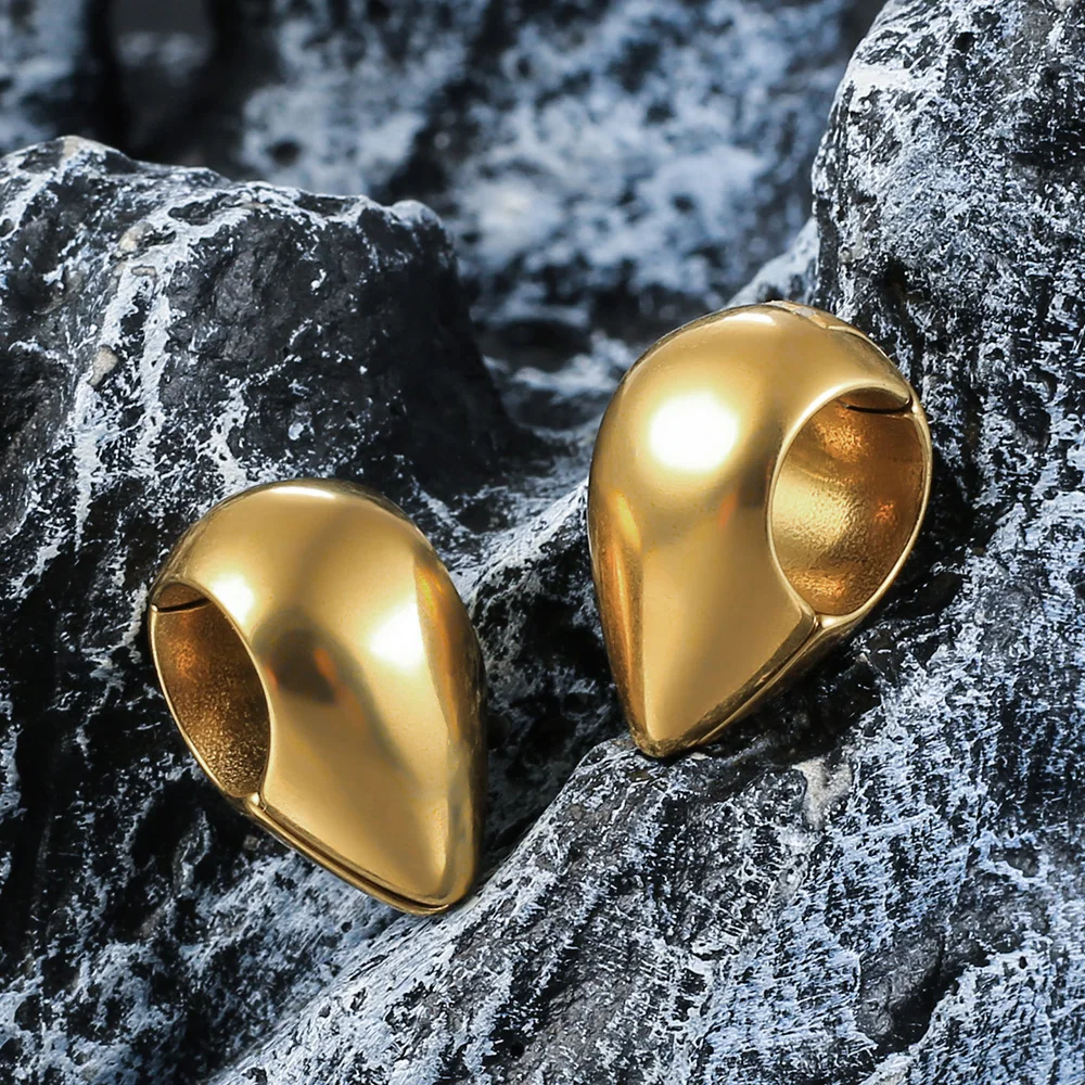 Metal color: Gold-color, Main Stone Color: black - Giga 00g Teardrop Stainless Steel Ear Expander Weights Gauges For Women, 10mm Ear Stretcher Hanger Piercing Body Jewelry