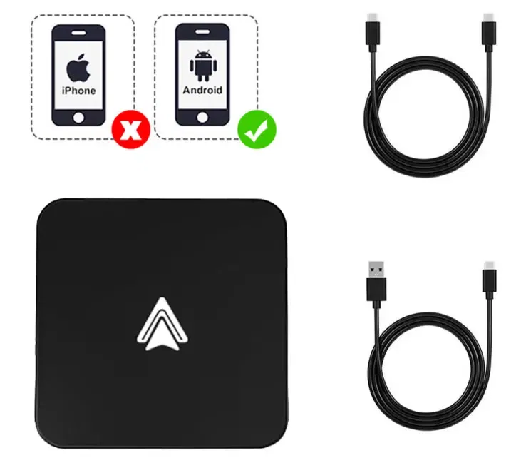 Color: black - Acodo Wired to Wireless CarPlay Adapter Android Auto Smart Dongle Mini Box Plug And Play Bluetooth Connectivity USB Interface