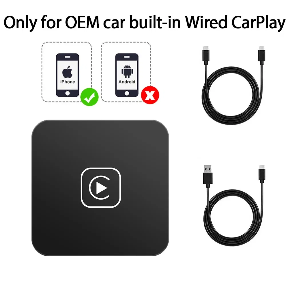 Color: black - Acodo Wired to Wireless CarPlay Adapter Android Auto Smart Dongle Mini Box Plug And Play Bluetooth Connectivity USB Interface