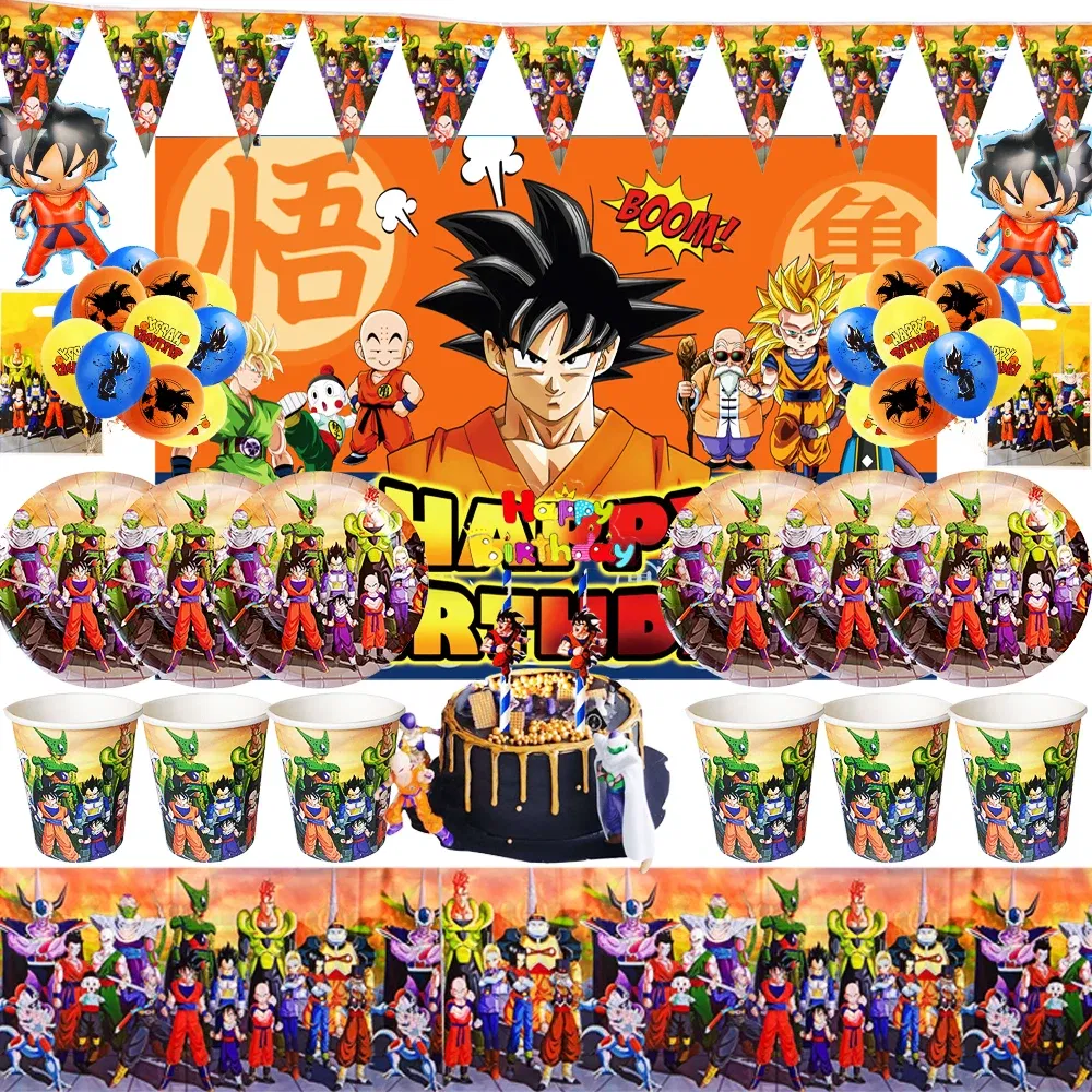 Color: Clear, Ships From: CHINA - Goku Dragon Ball Z Kids Birthday Party Gift Decoration Boy Tableware Party Supplies Plate Cup Tablecloth Foil Balloon CakeTopper