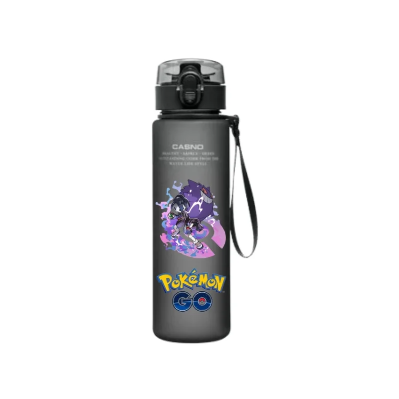 Color: Blue - 560ML Pokemon Water Cup Anime Portable Children's Cute Pikachu Gengar Plastic Outdoor Sports Large Capacity Water Bottle Gifts