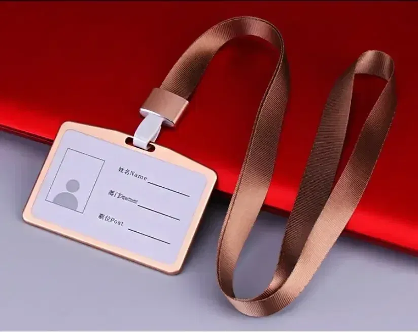 Color: Grass green - Aluminum Alloy Card Cover Case Women Men Work Name Bank ID Card Holders Business Badge Case Credit Card Badge Case Bag Pouch
