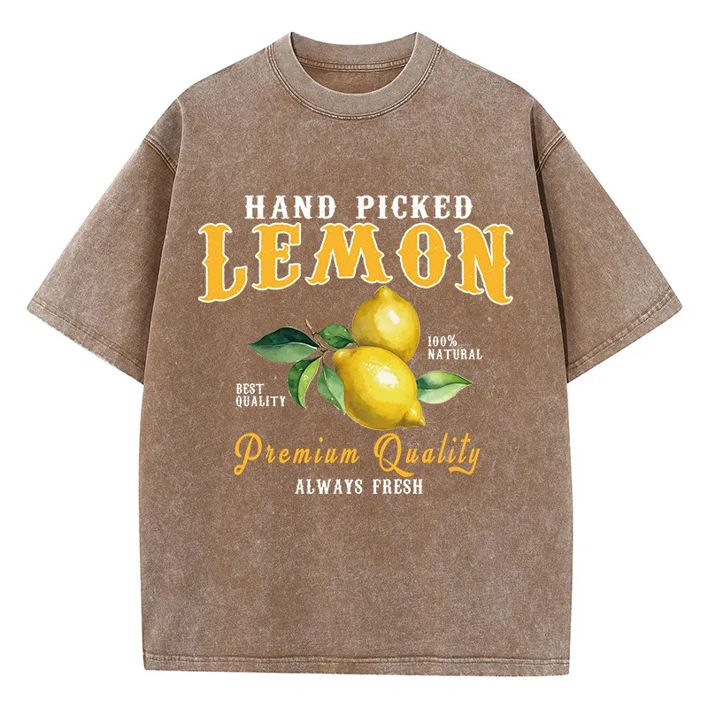 Color: green, Size: XXL - Summer Lemon Washed T-Shirts Womens Cotton Oversized O-Neck T Shirts Fresh Fruit Prints Tops Casual Short Sleeve Woman Clothes