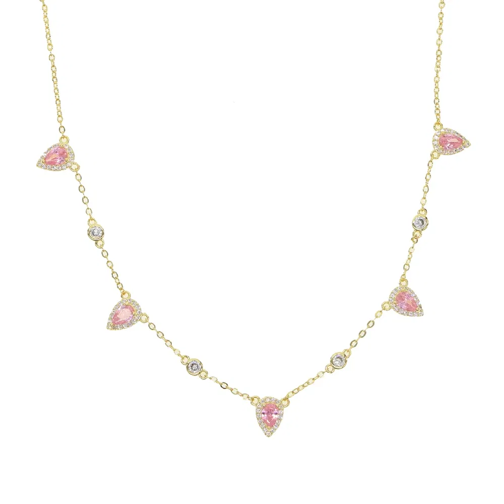 Metal Color: Antique Copper Plated - Bohemia NEWest gold color Pink stone statement chain necklace choker fashion jewelry for women elegance gift stylish jewelry