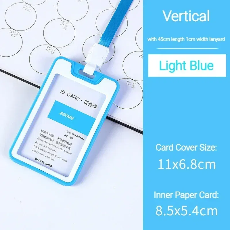 Color: SKY BLUE - Unisex Colorful Employee Id Case with Lanyard Double Side Id Credit Card Holder Access Bus Card Case Badge Holder Card Sleeve