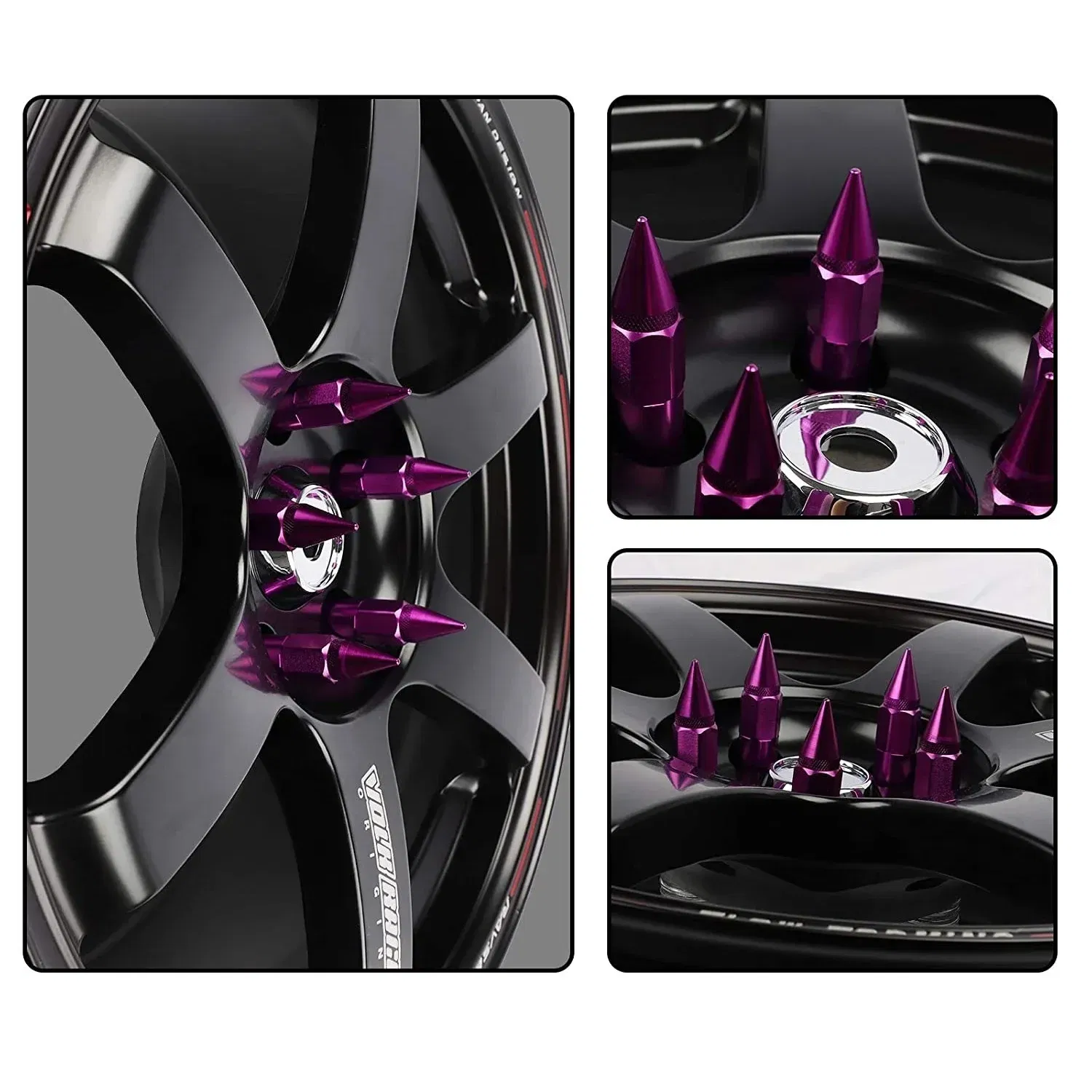 Color Name: WHITE, Specifications: M12x1.5 - 20pcs 8 Colors Car Accessories Wheel Nuts M12x1.5 M12x1.25 Aluminum 60mm Extended Tuner Spike Lug Nuts For Cadillac Lincoln