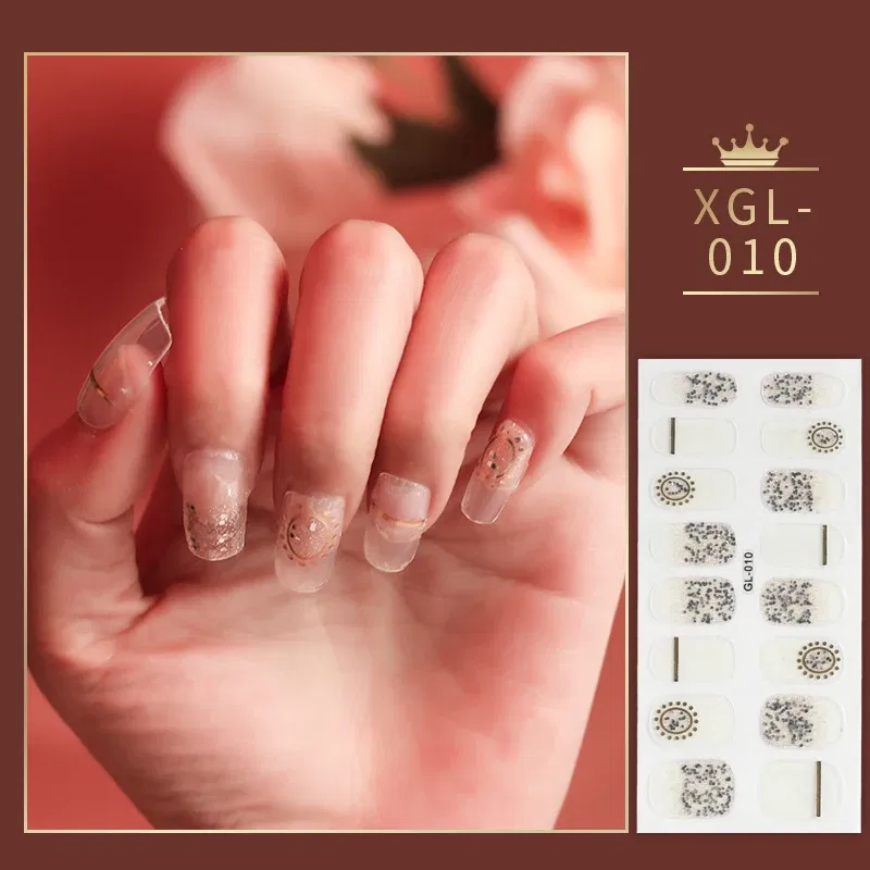 Color: PURPLE - Shiny New Year Nail Sticker Self Adhesive Decor Sticker Nail Wraps Glitter Nail Polish Sticker Waterproof Christmas Nail Sticker