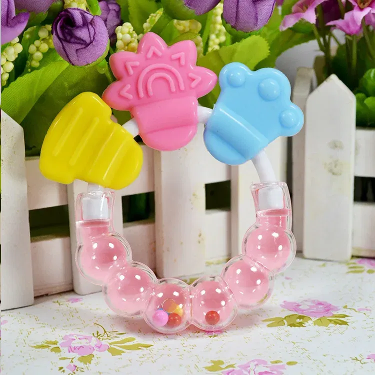 Color: Light green - Baby Teether Necklace Silicone Teethers with Rattle Toys Teething Baby Bpa Free Baby Care Acessorios 2017 Safe Soft Christmas