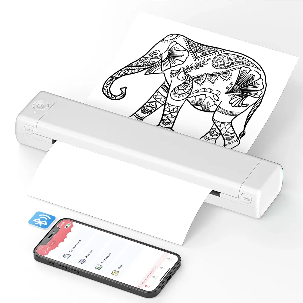 color: green - Phomemo M08F A4 Portable Thermal Printer,Supports 8.26"x11.69" A4 Thermal Paper,Wireless Mobile Travel Printers for Car & Office