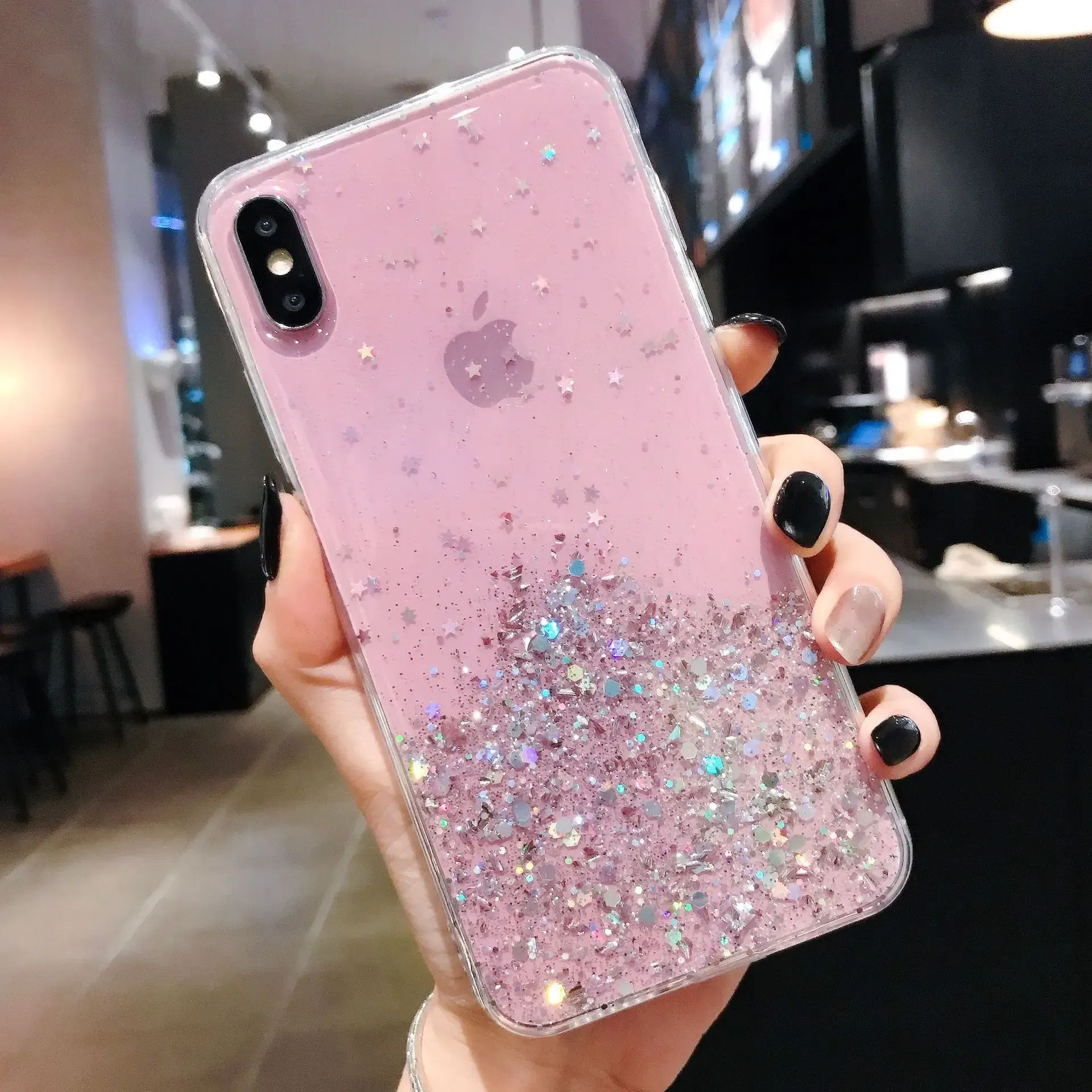Color: Pink, Compatible-Phone Models: For iPhone 13 - 16 Pro Max, Epoxy Resin Case, iPhone 15 Case with Sequins, Epoxy Case, iPhone 14 Case, Glitter Girls Designs, 13 Pro Max, 15Pro