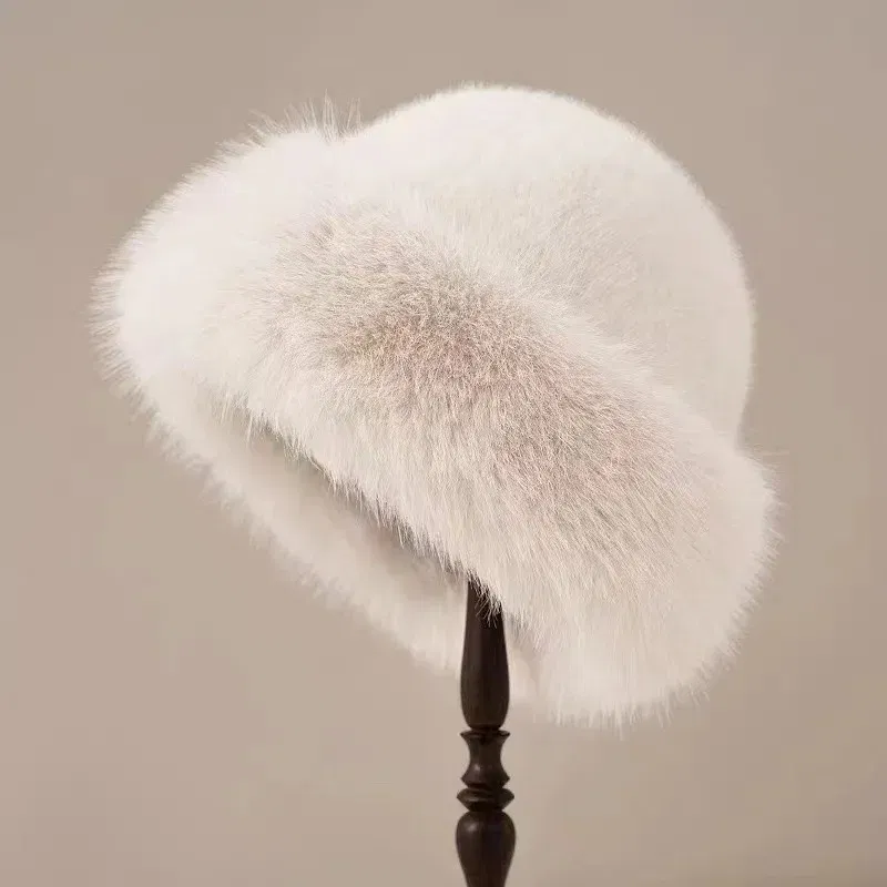 Color: army green, Hat Size: One Size - 2024 New Women's Fashion Fur Cap Fur Hat Fur Autumn Winter Hats Mongolian Hat Brimless Plush Fluffy Skiing Riding Warm Caps