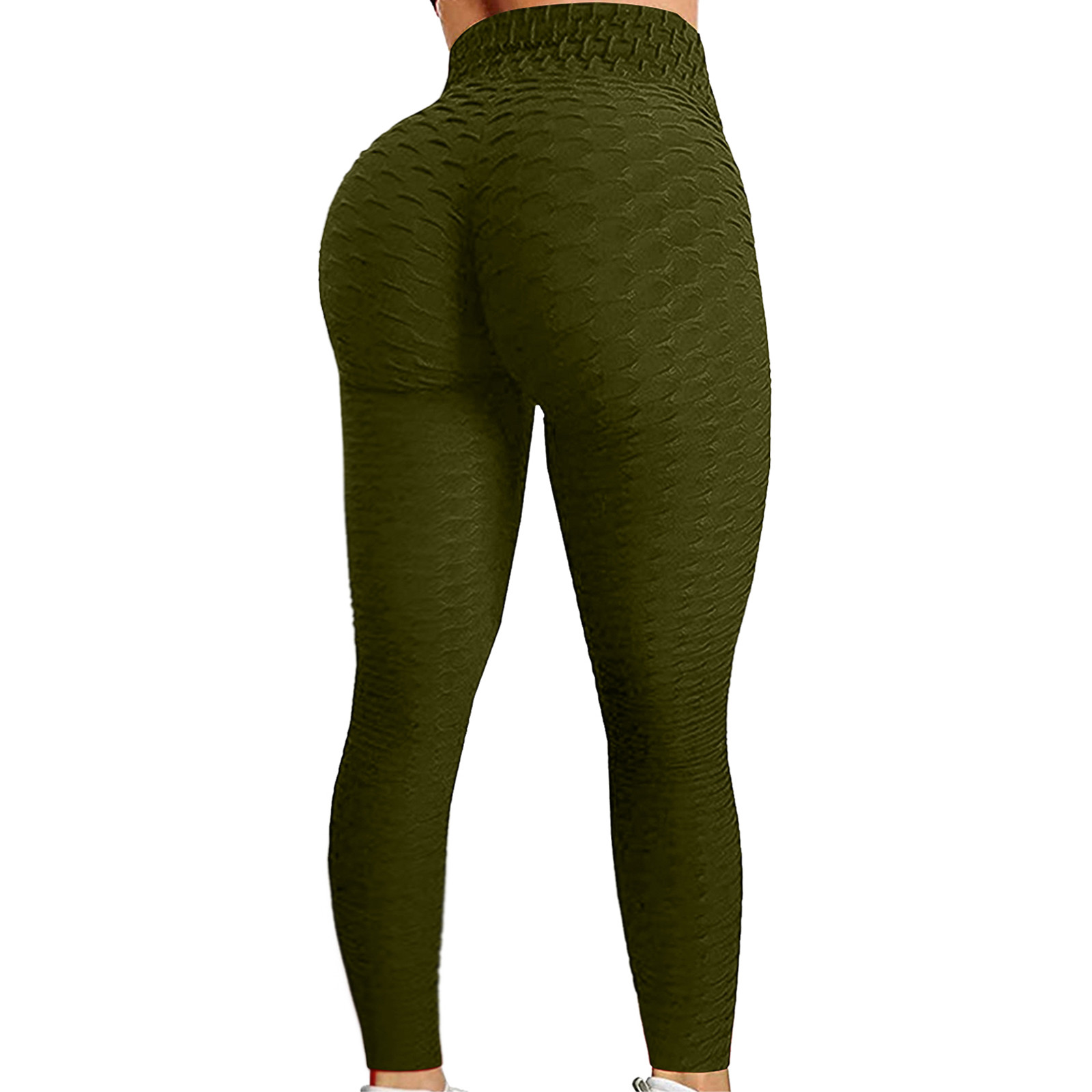 Color: army green, Size: M - Women's Bubble Hip Lifting ExerciseYoga Pants Women Fitness Running High Waist Gym Fitness Sports Flared Pant Dance Trouers