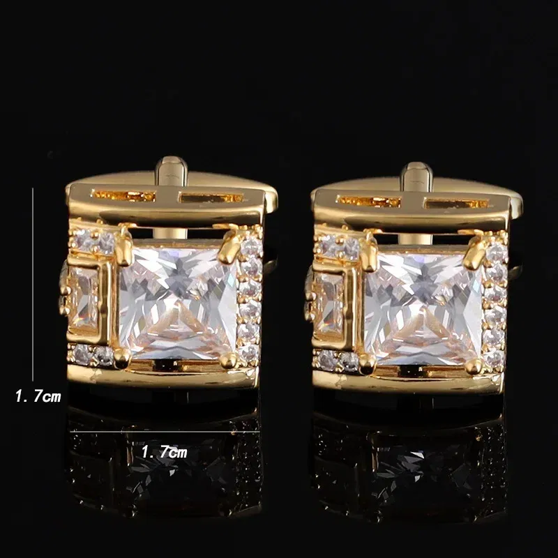 Metal color: Titanium Plated - Tough Square Zircon Stone Cufflinks for Man Luxury Shirt Suit Cufflinks Black stone Cufflinks Gift Accesories for Man