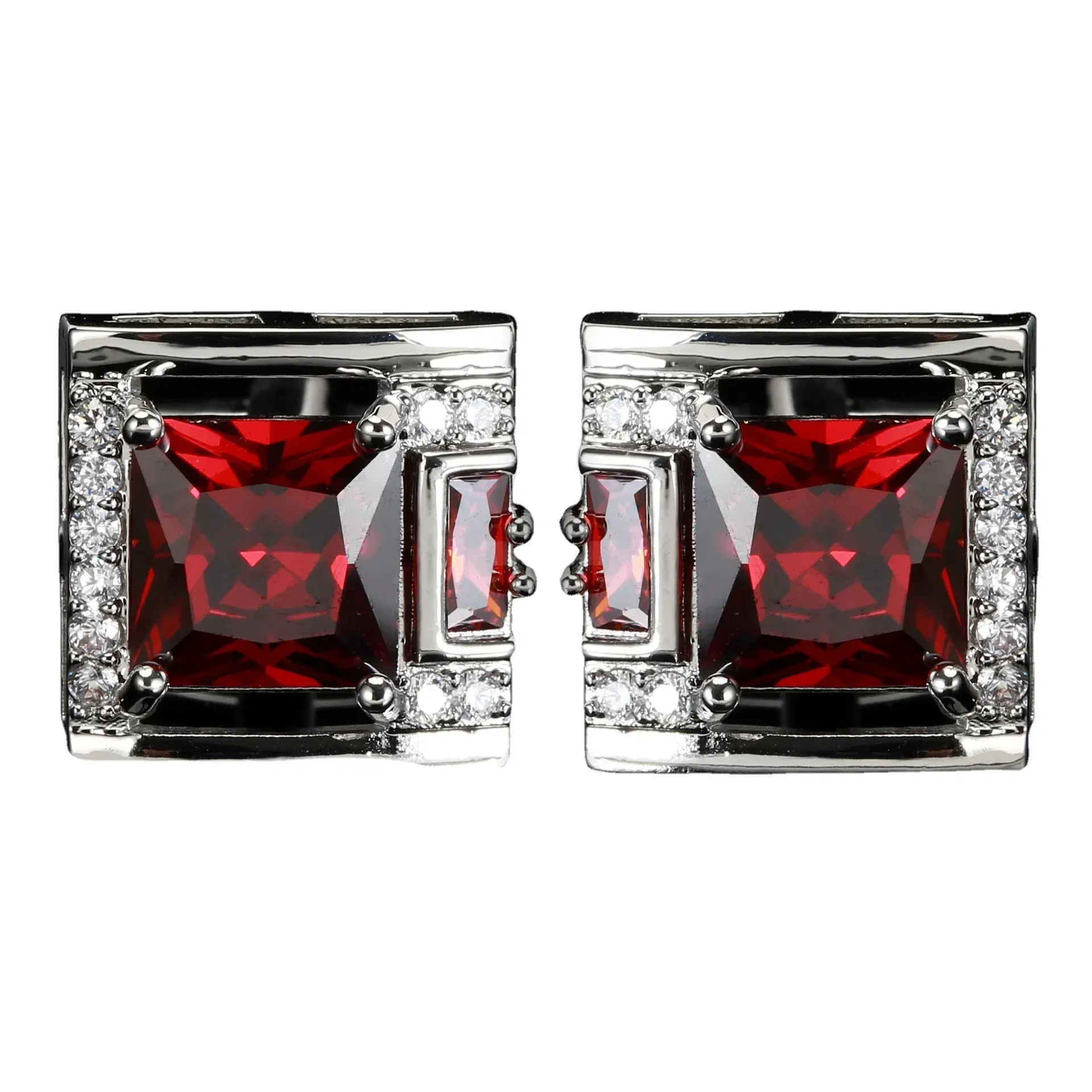 Metal color: Titanium Plated - Tough Square Zircon Stone Cufflinks for Man Luxury Shirt Suit Cufflinks Black stone Cufflinks Gift Accesories for Man