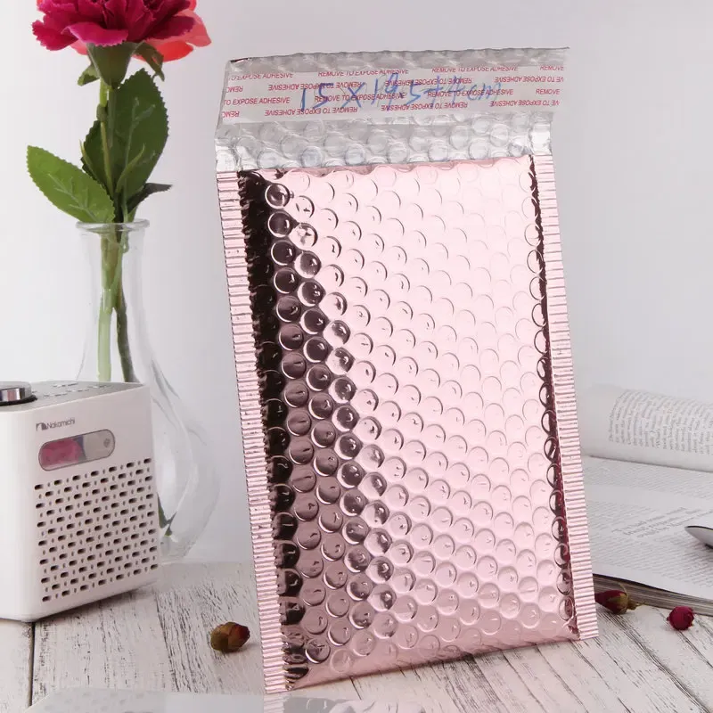 Color: Deep Sapphire, Gift Box Size: 15.5x10.5x8.5cm, Gift Bag Size: 9x15cm - 10pcs Multi-Size Rose Gold Aluminum Foil Shipping Mailing Bags Waterproof Express Bubble Bags for Gift Packaging Envelope