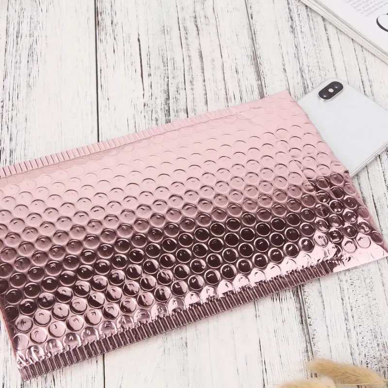 Color: Deep Sapphire, Gift Box Size: 15.5x10.5x8.5cm, Gift Bag Size: 9x15cm - 10pcs Multi-Size Rose Gold Aluminum Foil Shipping Mailing Bags Waterproof Express Bubble Bags for Gift Packaging Envelope