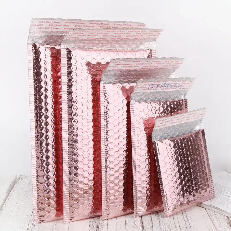 Color: Deep Sapphire, Gift Box Size: 15.5x10.5x8.5cm, Gift Bag Size: 9x15cm - 10pcs Multi-Size Rose Gold Aluminum Foil Shipping Mailing Bags Waterproof Express Bubble Bags for Gift Packaging Envelope