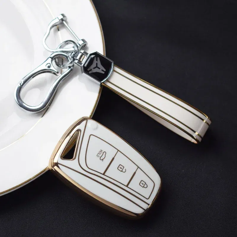 Color Name: GRAY - For Hyundai Grandeur HG Sedan Genesis G80 Santa Fe 3DM Grand SantaFe 2018 IX45 EQUUS Azera TPU Remote Key Case Cover Holder