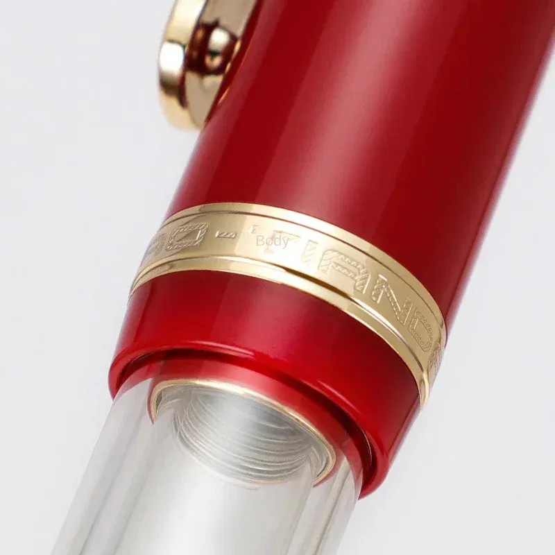 Color: Red, Nib Size: M - Jinhao 1935 TIANDAO Fountain Pen Luxury Guitar Clip F/M Sword Nib Writing Calligraphy Ink Pens Office School Supplies Stationary