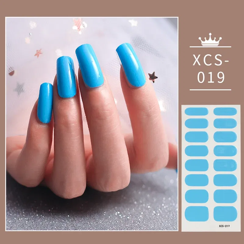 Color: Blueviolet - 1pc Nail Art Sticker Laser Shiny Sequins Polish Wraps Double Ended Adhesive Strips Fashion Stickers Manicure Decor