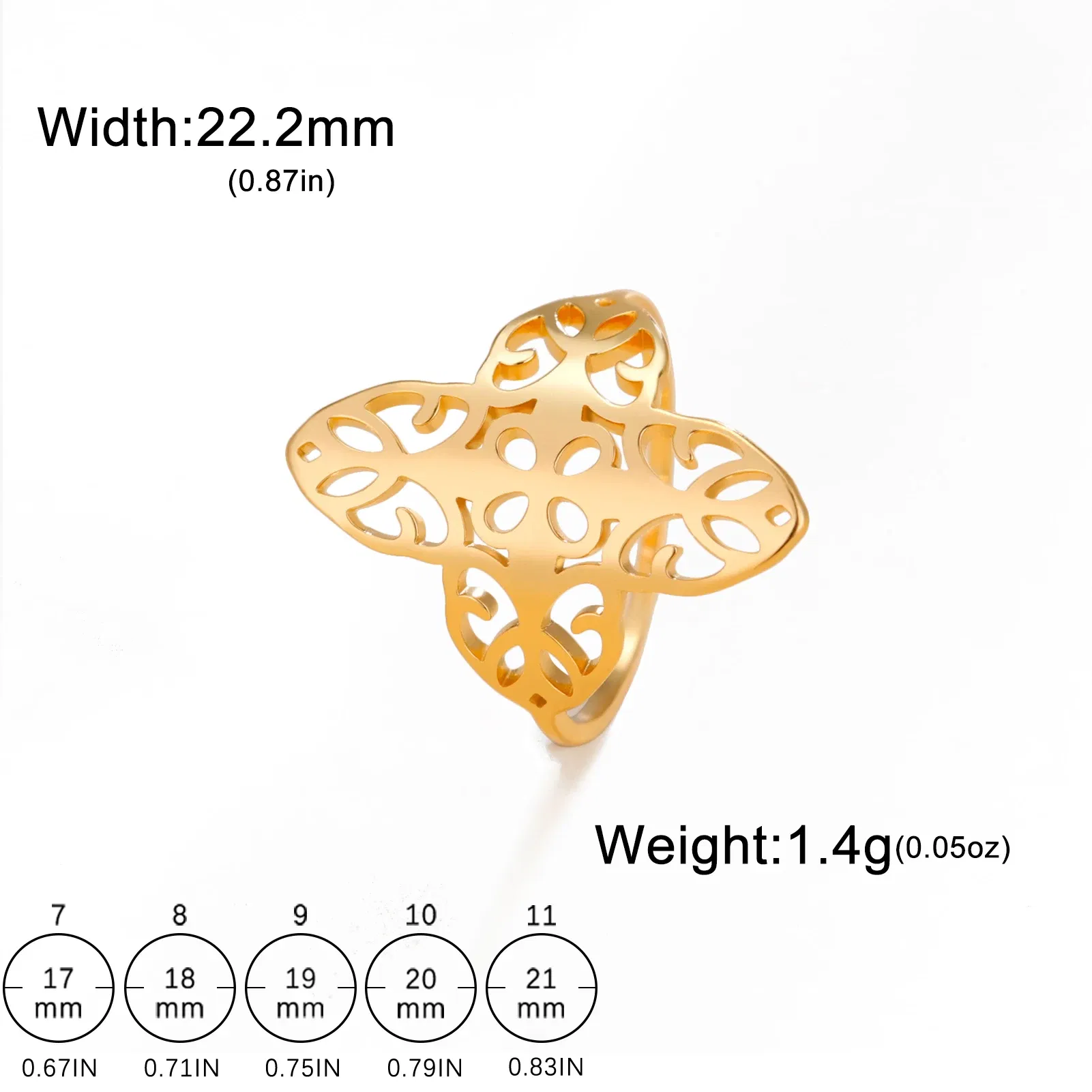 Main Stone Color: Gold, Ring Size: 11 - Skyrim Filigree Ring Stainless Steel Gold Color Elegant Finger Rings Women Bohemian Jewelry Wedding Band Gift Wholesale