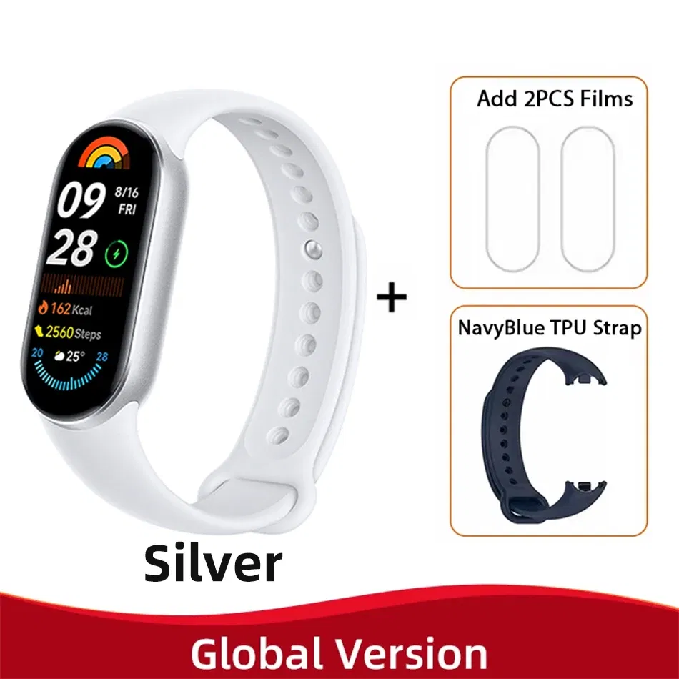 Color: Dark Khaki Cloth Color, Ships From: CHINA - New! Global Version Xiaomi Band 9 Mi Smart Bracelet 9 Color AMOLED 1.62" Ultra 21 Days Battery Life Miband Wrist Watch Blood