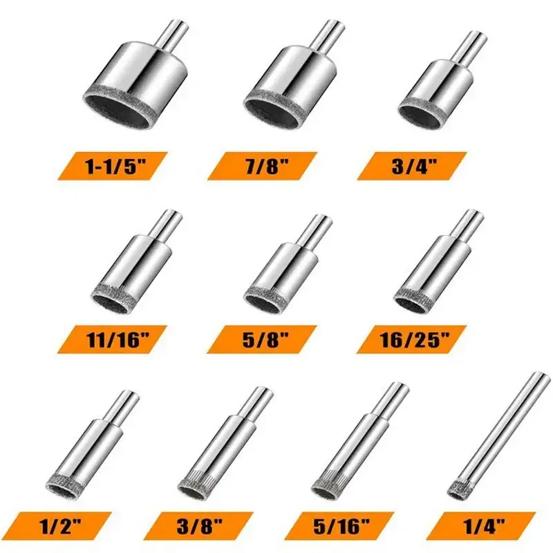 Ships From: United States, Color: Red - Diamond Hole Saw 10 Pieces Durable Grinder Hole Saw Diamond Drill Bit Hole Opener Hole Drill For Ceramic Glass And Tile