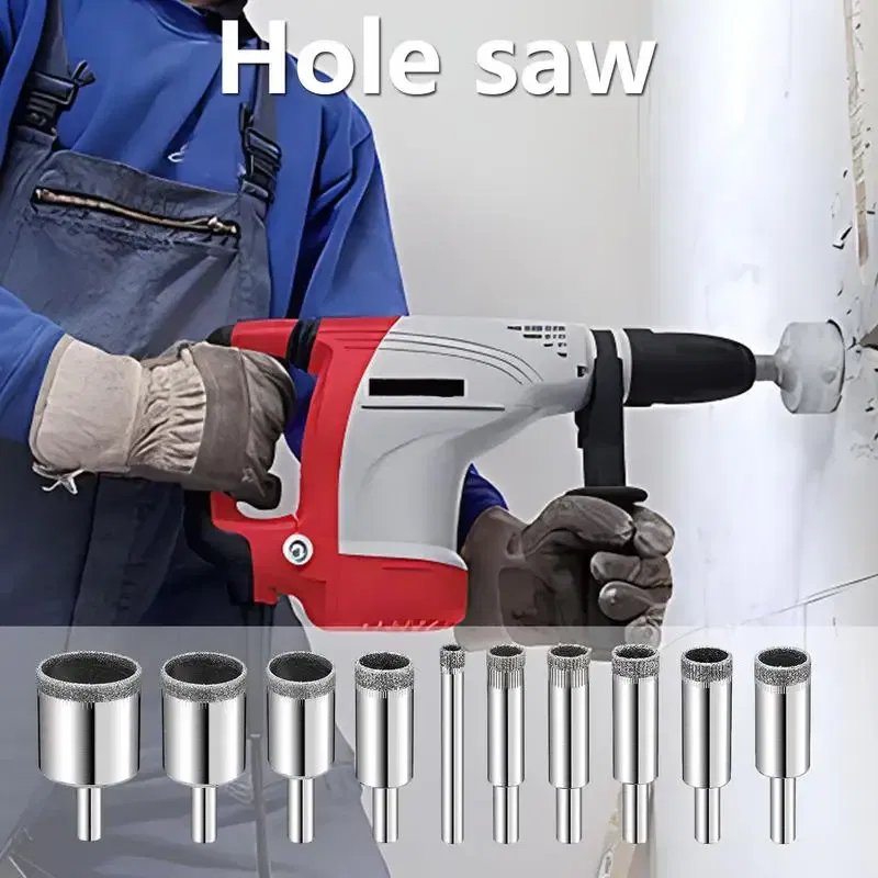 Ships From: United States, Color: Red - Diamond Hole Saw 10 Pieces Durable Grinder Hole Saw Diamond Drill Bit Hole Opener Hole Drill For Ceramic Glass And Tile