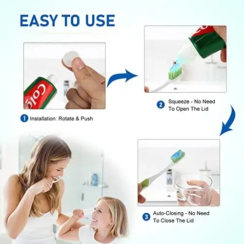 Color Name: black - 1x Save time,Self-Closing Toothpaste Caps,Toothpaste Squeezers Cap Keeps Toothpaste No Mess or Waste ,Toothpaste Lid Dispenser