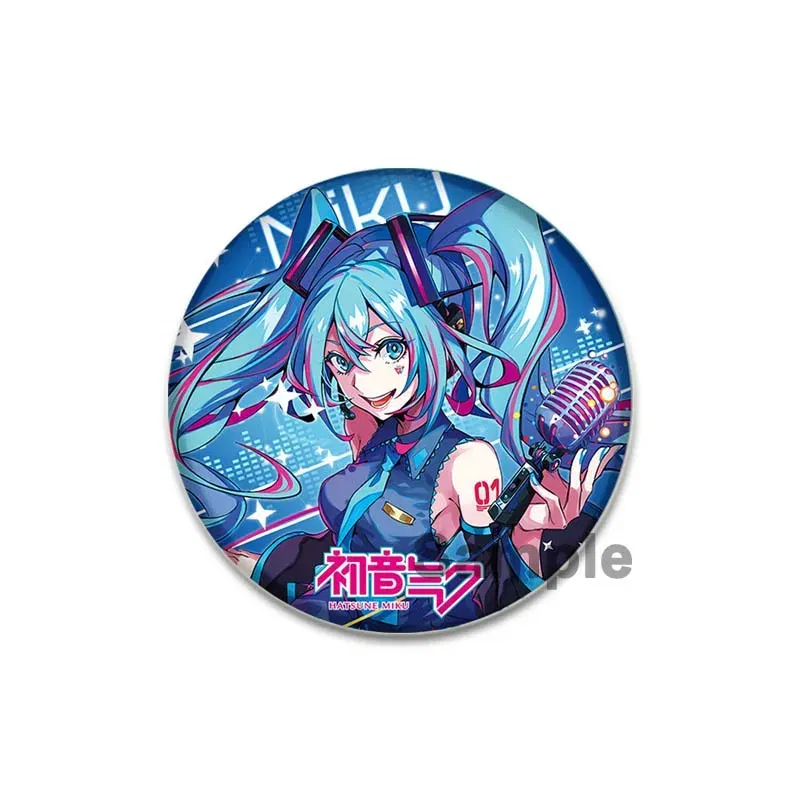 Color: Creamy White, Size: L - 58/44/32mm Miku Anime Round Pins Cartoon Badges Cosplay Handmade Tinplate Brooch on Backpack Clothes Chest Ornament Gifts