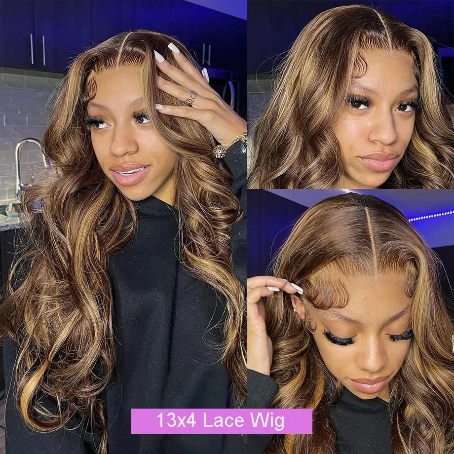 Stretched Length: 32inches, Hair Color: #18, Density: 180%, Ships From: CHINA - Highlight Wig Human Hair P4/27 Body Wave Wigs Highlight 13x6 Hd Lace Frontal Wig Human Hair 13x4 Hd Lace Front Human Hair Wigs