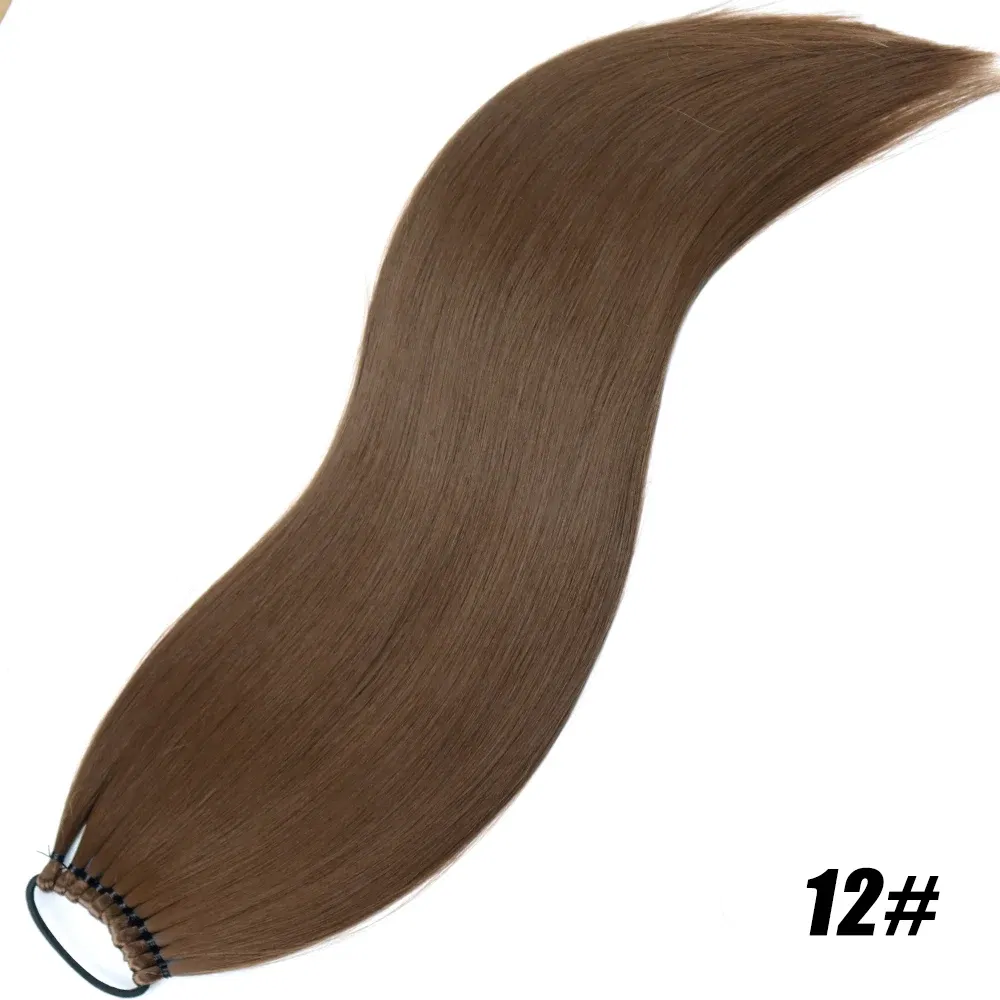 Color: T1B/4/30, Ships From: CHINA, Stretched Length: 24inches - Synthetic 24Inch Ponytail Extensions Black Natural Braided Pony Tail Hairpiece Long Straight Rubber Band Hair For Women