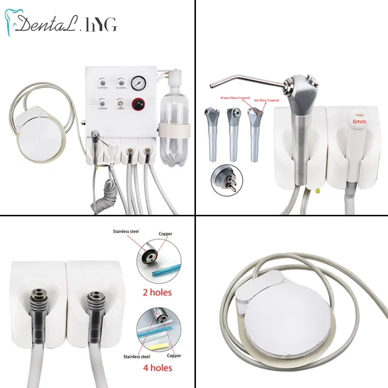 Color: Gold, Ships From: CHINA - Portable Dental Turbine Unit Air Control 3 Way Syringe Handpiece Tubing Foot Switch Dental Equipments Work With Air Compressor