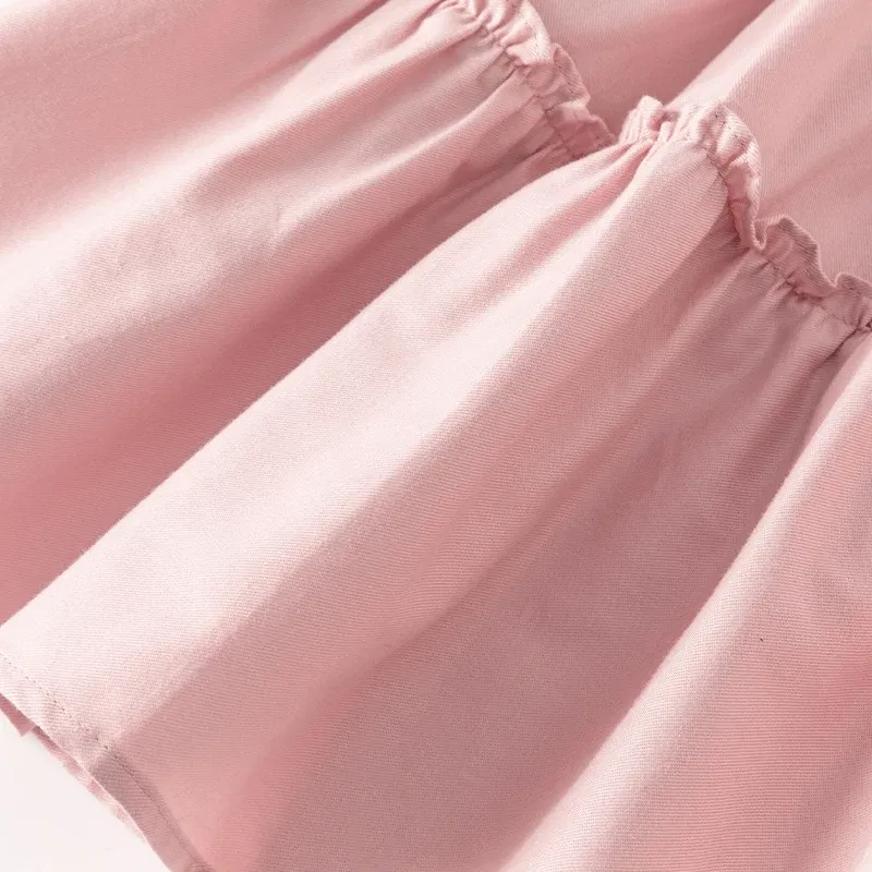 Color: Pink, Kid Size: 10 - Dave Bella Girl's Princess Dress Children 2024 New Spring Comfortable Casual Fashion Pure Cotton Sweet Gentle Pink DK1248025