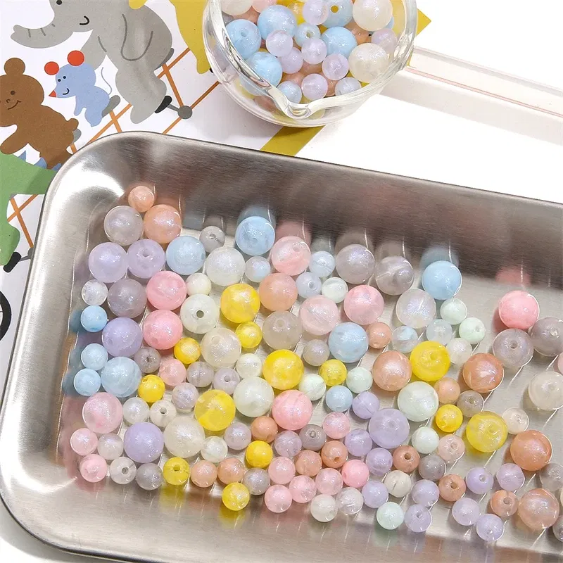 Color: Silver, Ships From: CN - 20/50pcs 8/12mm Acrylic Round Pearl Luster Beads for Earring Necklace Keychain DIY Jewelry Making