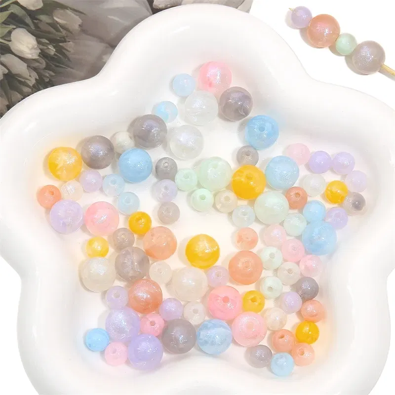Color: Silver, Ships From: CN - 20/50pcs 8/12mm Acrylic Round Pearl Luster Beads for Earring Necklace Keychain DIY Jewelry Making