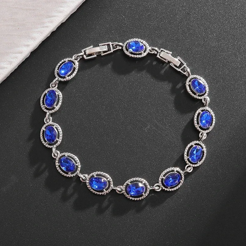Metal Color: green - Fashion Exquisite Color Crystal Inlaid Ladies Charm Bracelet Engagement Wedding Jewelry