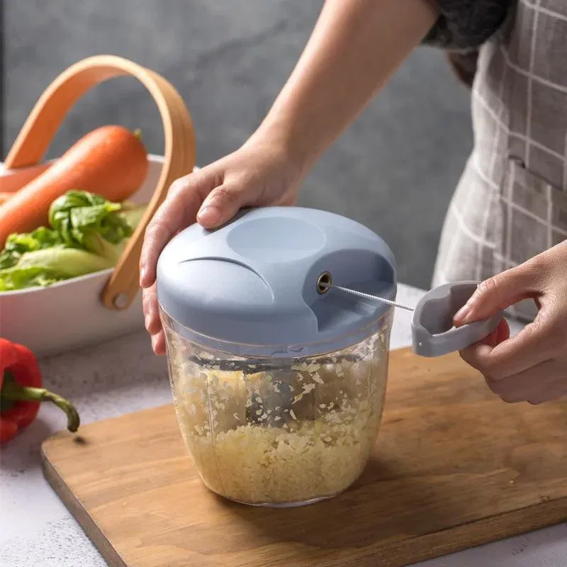 Color: Light Grey - 500/900ML Manual Meat Mincer Garlic Chopper Rotate Garlic Press Crusher Vegetable Onion Cutter Kitchen Cooking Accessories