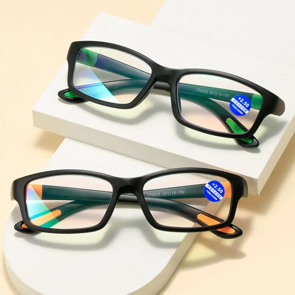 Frame Color: GRAY, Eye Prescription: +100 - Reading Glasses Men Fashion Sports Anti-blue Light Blocking Reading Eyewear Grey Red TR90 Frame Presbyopia Eyeglasses