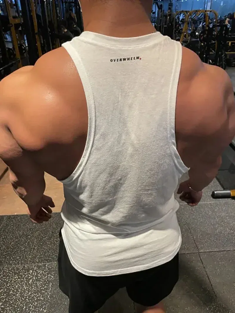 Color: SKY BLUE, Size: L - Summer New Figure Sports Vest Men's Cotton Elastic Training Fitness Vest Fashion Basketball Enthusiasts Hot Transfer Logo