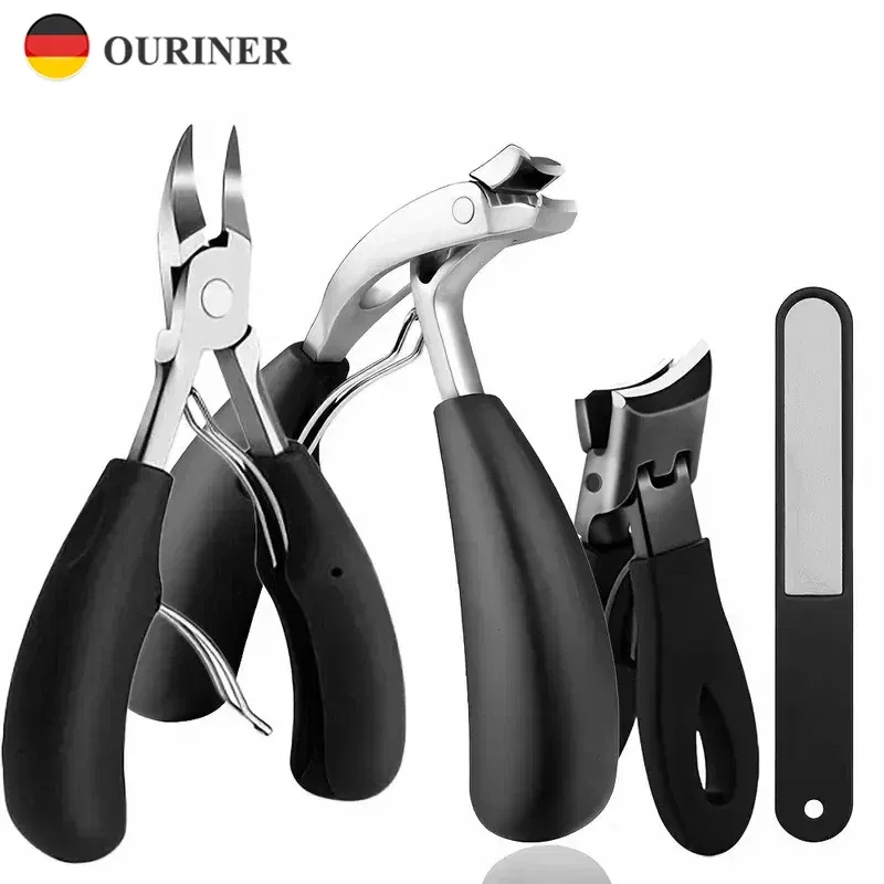 Color: army green - Professional Grade Concave Stainless Steel Nail Clippers for Thick Nails and Ingrown Toenails Sharp Curved Blade for Easy Trimmi
