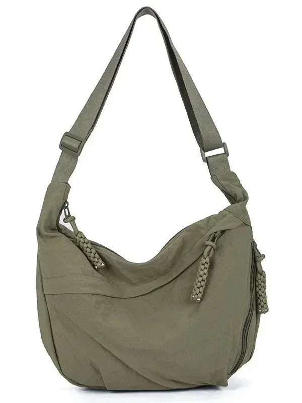 Color: green - Trendy Women's Soft Cloth Shoulder Bag Solid Color Student Casual Style Big Handbags Crossbody Bags for Women Shoulder Hobos Bag