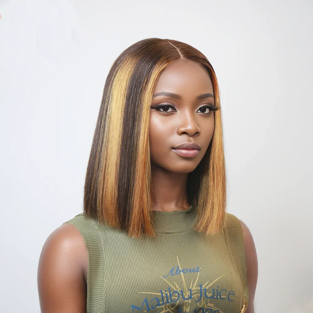 Hair Color: #39J, Stretched Length: 8inches, Density: 100% - 250% Density Grey 2x6 Lace Closure Wigs Straight Bob Glueless Wig Gray Vietnamese Human Hair Super Double Drawn Wigs Pre Plucked